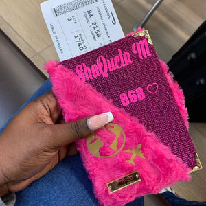 Luxurious Cotton Candy Mixed Fur & Glitter Travel Document Holder