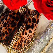 Load image into Gallery viewer, Golda Safari Leopard Print Mini Bucket Glam Handbag - JHENELLA ISAAC 
